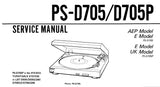 SONY PS-D705 PS-D705P STEREO TURNTABLE SYSTEM SERVICE MANUAL INC PCB SCHEM DIAG AND PARTS LIST 9 PAGES ENG