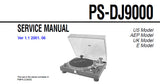 SONY PS-DJ9000 STEREO TURNTABLE SYSTEM SERVICE MANUAL INC PCBS SCHEM DIAGS AND PARTS LIST 16 PAGES ENG