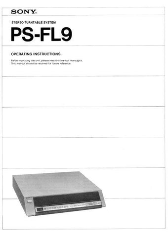SONY PS-FL9 STEREO TURNTABLE SYSTEM OPERATING NSTRUCTIONS 12 PAGES ENG