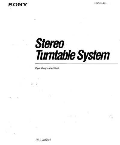 SONY PS-LX150H STEREO TURNTABLE SYSTEM OPERATING INSTRUCTIONS 6 PAGES ENG