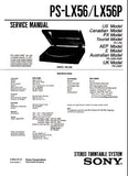 SONY PS-LX56 PS-LX56P STEREO TURNTABLE SYSTEM SERVICE MANUAL INC SCHEM DIAG AND PARTS LIST 6 PAGES ENG