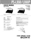 SONY PS-LX60 PS-LX60P STEREO TURNTABLE SYSTEM SERVICE MANUAL INC SCHEM DIAG AND PARTS LIST 6 PAGES ENG