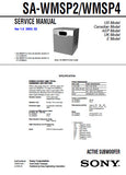 SONY SA-WMSP2 SA-WMSP4 ACTIVE SUBWOOFER SERVICE MANUAL INC PCBS SCHEM DIAG AND PARTS LIST 12 PAGES ENG