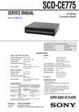 SONY SCD-CE775 SUPER AUDIO CD PLAYER SERVICE MANUAL INC BLK DIAG PCBS SCHEM DIAGS AND PARTS LIST 98 PAGES ENG