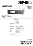 SONY SDP-D905 DIGITAL SURROUND PROCESSOR SERVICE MANUAL INC BLK DIAG PCBS SCHEM DIAG AND PARTS LIST 33 PAGES ENG