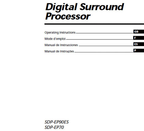 SONY SDP-EP70 SDP-EP90ES DIGITAL SURROUND PROCESSOR OPERATING INSTRUCTIONS 100 PAGES ENG FRANC ESP PORT
