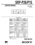 SONY SRP-P26 SRP-P15 POWER AMPLIFIER SERVICE MANUAL INC BLK DIAG PCBS SCHEM DIAGS AND PARTS LIST 22 PAGES ENG