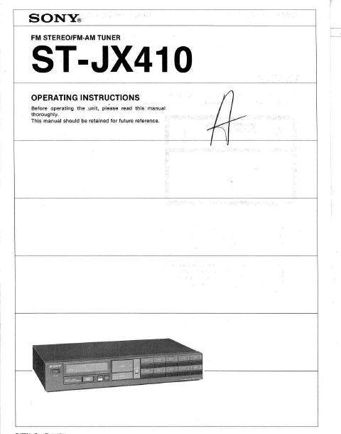 SONY ST-JX410 FM STEREO FM AM TUNER OPERATING INSTRUCTIONS 12 PAGES ENG