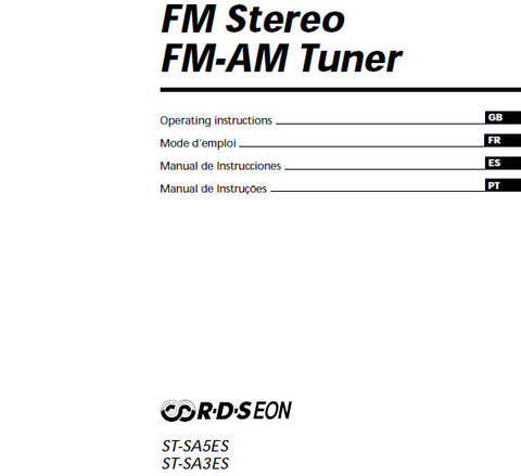 SONY ST-SA3ES ST-SA5ES FM STEREO FM AM TUNER OPERATING INSTRUCTIONS 64 PAGES ENG FRANC ESP PORT