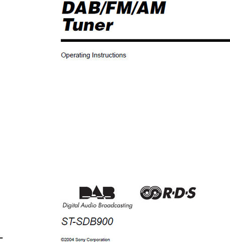 SONY ST-SDB900 DAB FM AM TUNER OPERATING INSTRUCTIONS 28 PAGES ENG