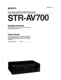 SONY STR-AV700 FM STEREO FM AM RECEIVER OPERATING INSTRUCTIONS 28 PAGES ENG