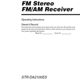 SONY STR-DA2100ES FM STEREO FM AM RECEIVER OPERATING INSTRUCTIONS 68 PAGES ENG