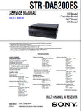 SONY STR-DA5200ES MULTI CHANNEL AV RECEIVER SERVICE MANUAL INC BLK DIAGS PCBS SCHEM DIAGS AND PARTS LIST 194 PAGES ENG