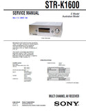 SONY STR-K1600 MULTI CHANNEL AV RECEIVER SERVICE MANUAL INC BLK DIAGS PCBS SCHEM DIAGS AND PARTS LIST 68 PAGES ENG