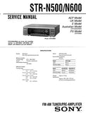 SONY STR-N500 STR-N600 FM AM TUNER PREAMPLIFIER SERVICE MANUAL INC PCBS SCHEM DIAGS AND PARTS LIST 22 PAGES ENG
