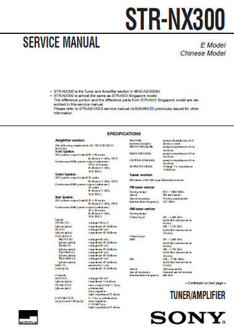 SONY STR-NX300 TUNER AMPLIFIER SERVICE MANUAL INC PCBS SCHEM DIAGS AND PARTS LIST 14 PAGES ENG