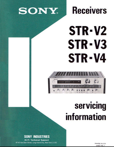 SONY STR-V2 STR-V3 STR-V4 RECEIVERS SERVICING INFORMATION INC BLK DIAGS AND SCHEM DIAGS 22 PAGES ENG
