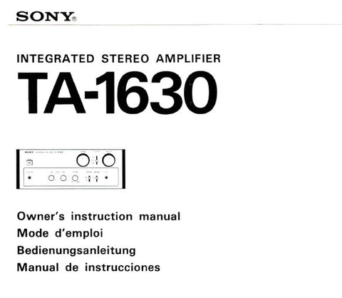 SONY TA-1630 INTEGRATED STEREO AMPLIFIER OPERATING INSTRUCTIONS 32 PAGES ENG FRANC DEUT ESP