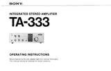 SONY TA-333 INTEGRATED STEREO AMPLIFIER OPERATING INSTRUCTIONS 10 PAGES ENG