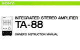 SONY TA-88 INTEGRATED STEREO AMPLIFIER OWNER'S INSTRUCTION MANUAL 19 PAGES ENG