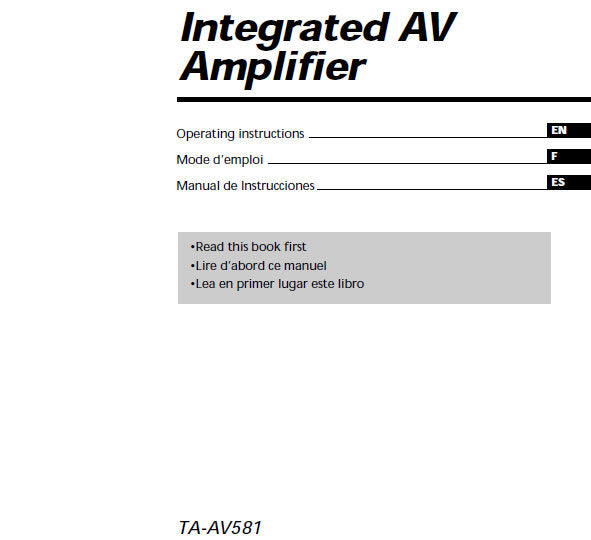 SONY TA-AV581 INTEGRATED STEREO AV AMPLIFIER OPERATING INSTRUCTIONS 64 PAGES ENG FRANC ESP