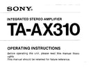 SONY TA-AX310 INTEGRATED STEREO AMPLIFIER OPERATING INSTRUCTIONS 10 PAGES ENG