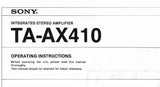 SONY TA-AX410 INTEGRATED STEREO AMPLIFIER OPERATING INSTRUCTIONS 12 PAGES ENG