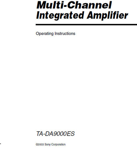SONY TA-DA9000ES MULTI CHANNEL INTEGRATED AMPLIFIER OPERATING INSTRUCTIONS 60 PAGES ENG