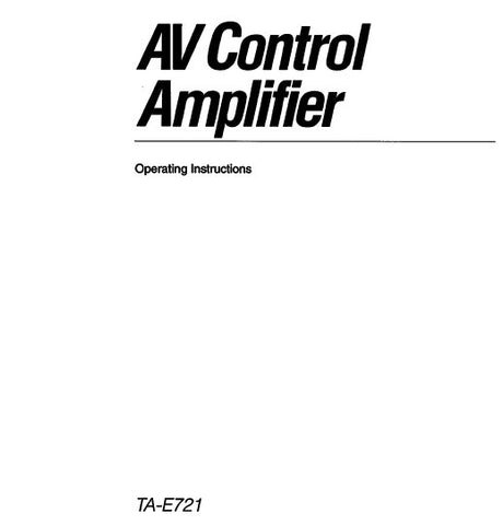 SONY TA-E721 AV CONTROL AMPLIFIER OPERATING INSTRUCTIONS 20 PAGES ENG