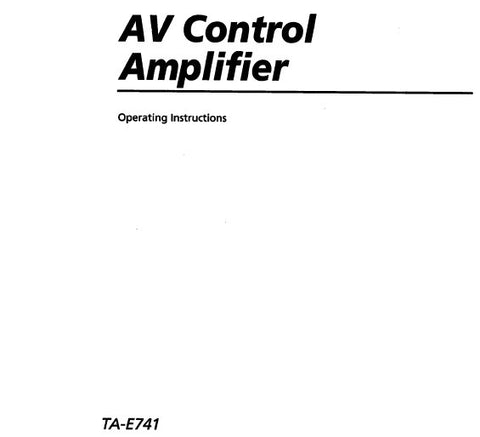 SONY TA-E741 AV CONTROL AMPLIFIER OPERATING INSTRUCTIONS 23 PAGES ENG