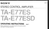 SONY TA-E77ES TA-E77ESD STEREO CONTROL AMPLIFIER OPERATING INSTRUCTIONS 24 PAGES ENG