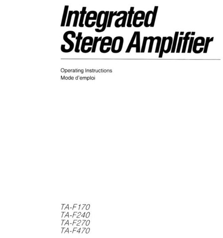 SONY TA-F170 TA-F240 TA-F270 TA-F470 INTEGRATED STEREO AMPLIFIER OPERATING INSTRUCTIONS 18 PAGES ENG FRANC