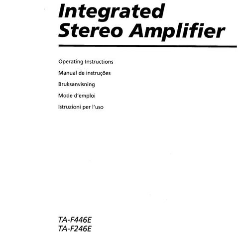 SONY TA-F246E TA-F446E INTEGRATED STEREO AV AMPLIFIER OPERATING INSTRUCTIONS 23 PAGES ENG NW FRANC ESP ITAL