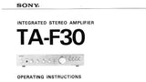 SONY TA-F30 INTEGRATED STEREO AMPLIFIER OPERATING INSTRUCTIONS 11 PAGES ENG