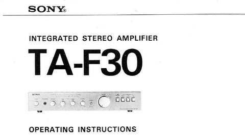 SONY TA-F30 INTEGRATED STEREO AMPLIFIER OPERATING INSTRUCTIONS 11 PAGES ENG