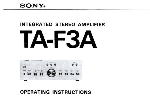 SONY TA-F3A INTEGRATED STEREO AMPLIFIER OPERATING INSTRUCTIONS 11 PAGES ENG