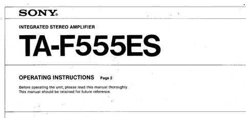 SONY TA-F555ES INTEGRATED STEREO AMPLIFIER OPERATING INSTRUCTIONS 14 PAGES ENG