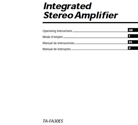 SONY TA-FA30ES INTEGRATED STEREO AMPLIFIER OPERATING INSTRUCTIONS 44 PAGES ENG FRANC ESP PORT