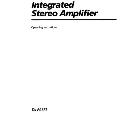 SONY TA-FA3ES INTEGRATED STEREO AMPLIFIER OPERATING INSTRUCTIONS 9 PAGES ENG
