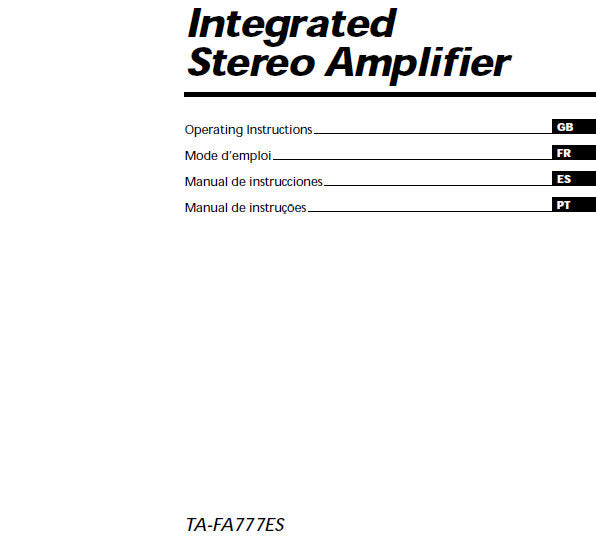 SONY TA-FA777ES INTEGRATED STEREO AMPLIFIER OPERATING INSTRUCTIONS 35 PAGES ENG FRANC ESP PORT