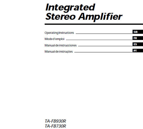 SONY TA-FB730R TA-FB930R INTEGRATED STEREO AMPLIFIER OPERATING INSTRUCTIONS 32 PAGES ENG FRANC ESP PORT