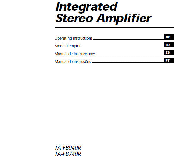 SONY TA-FB740R TA-FB940R INTEGRATED STEREO AMPLIFIER OPERATING INSTRUCTIONS 41 PAGES ENG FRANC ESP PORT