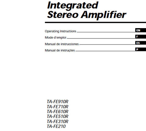 SONY TA-FE210 TA-FE310R TA-FE510R TA-FE610R TA-FE710R TA-FE910R INTEGRATED STEREO AMPLIFIER OPERATING INSTRUCTIONS 48 PAGES ENG FRANC ESP PORT