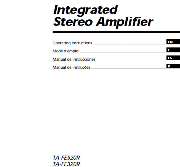 SONY TA-FE320R TA-FE520R INTEGRATED STEREO AMPLIFIER OPERATING INSTRUCTIONS 44 PAGES ENG FRANC ESP PORT