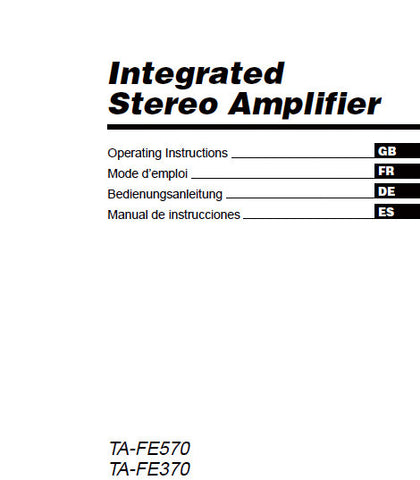 SONY TA-FE370 TA-FE570 INTEGRATED STEREO AMPLIFIER OPERATING INSTRUCTIONS 44 PAGES ENG FRANC DEUT ESP
