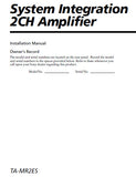 SONY TA-MR2ES SYSTEM INTEGRATION 2 CH AMPLIFIER INSTALLATION MANUAL 20 PAGES ENG