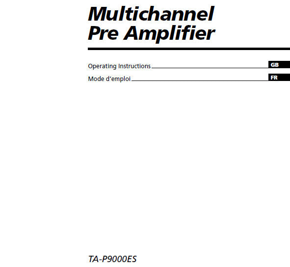 SONY TA-P9000ES MULTICHANNEL PREAMPLIFIER OPERATING INSTRUCTIONS 32 PAGES ENG FRANC