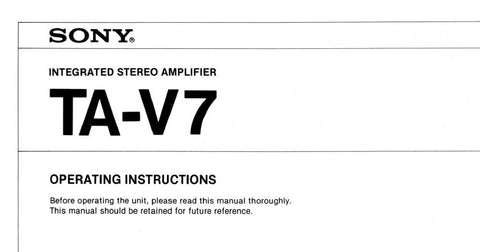 SONY TA-V7 INTEGRATED STEREO AMPLIFIER OPERATING INSTRUCTIONS 16 PAGES ENG