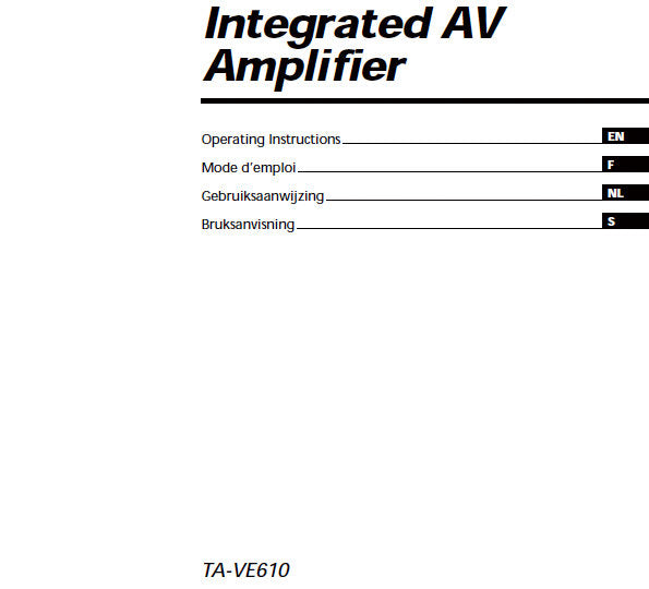 SONY TA-VE610 INTEGRATED AV AMPLIFIER OPERATING INSTRUCTIONS 116 PAGES ENG FRANC NL SW