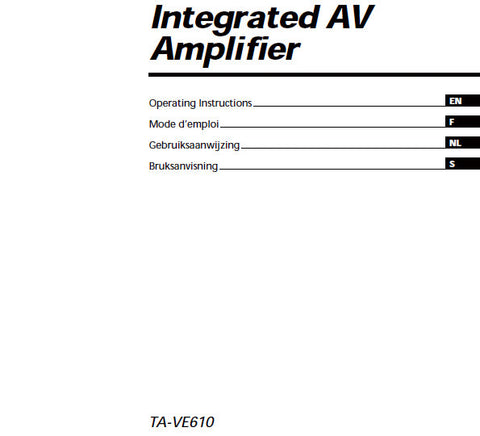 SONY TA-VE700 INTEGRATED AV AMPLIFIER OPERATING INSTRUCTIONS 90 PAGES ENG FRANC ESP PORT